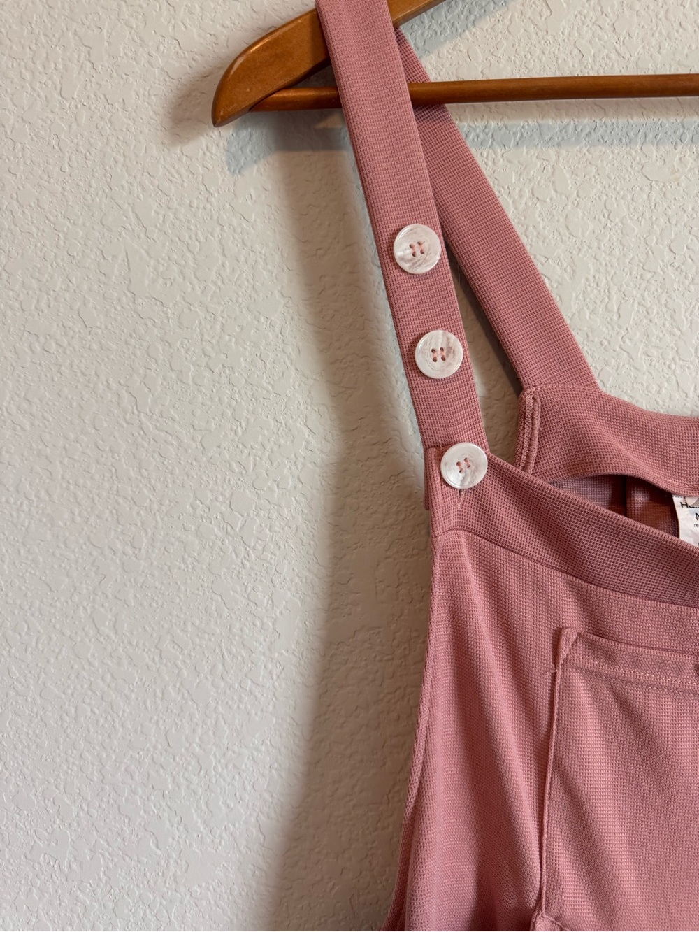 Halara Rose Pink Waffle Wide Leg Pleated Overalls Jumpsuit Size Medium - Picture 4 of 11
